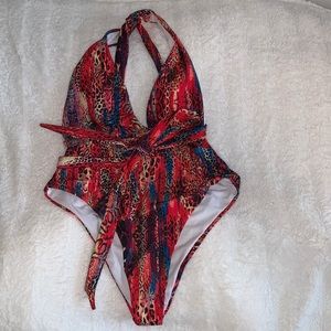 Multicolored Animal Print Swimsuit